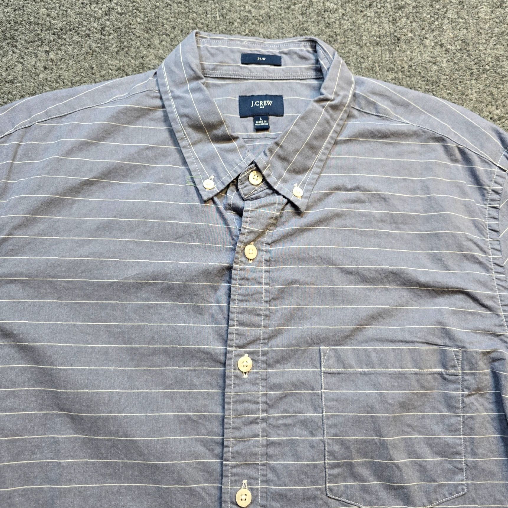 J.Crew J.CREW Shirt Mens L Gray Striped Slim Lightweight Button-Front Career Casual Size US L / EU 52-54 / 3 - 2 Thumbnail