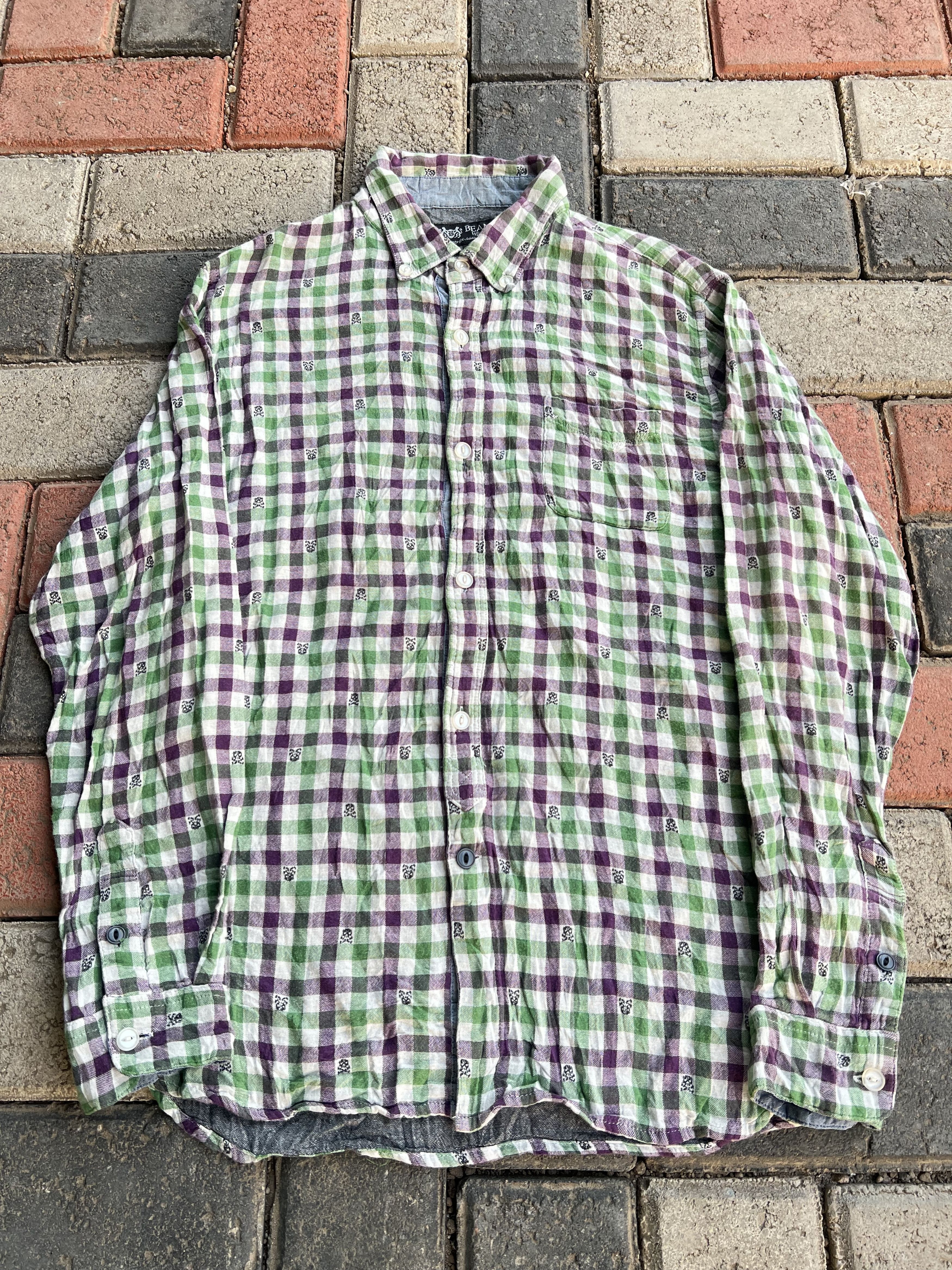 Beams Plus 2000s Beams Heart Japanese Skull Mini Pattern Plaid Shirt Size US M / EU 48-50 / 2 - 1 Thumbnail