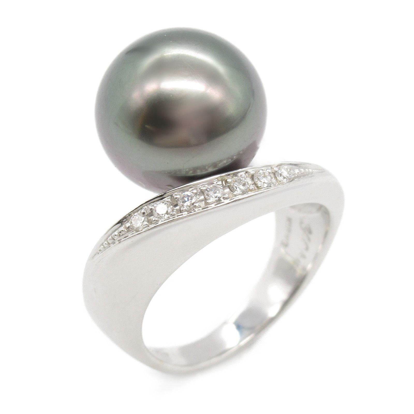 Luxuness Jewelry Kurocho Pearl Diamond Au750 Ring Metal Ring in Black, Women's