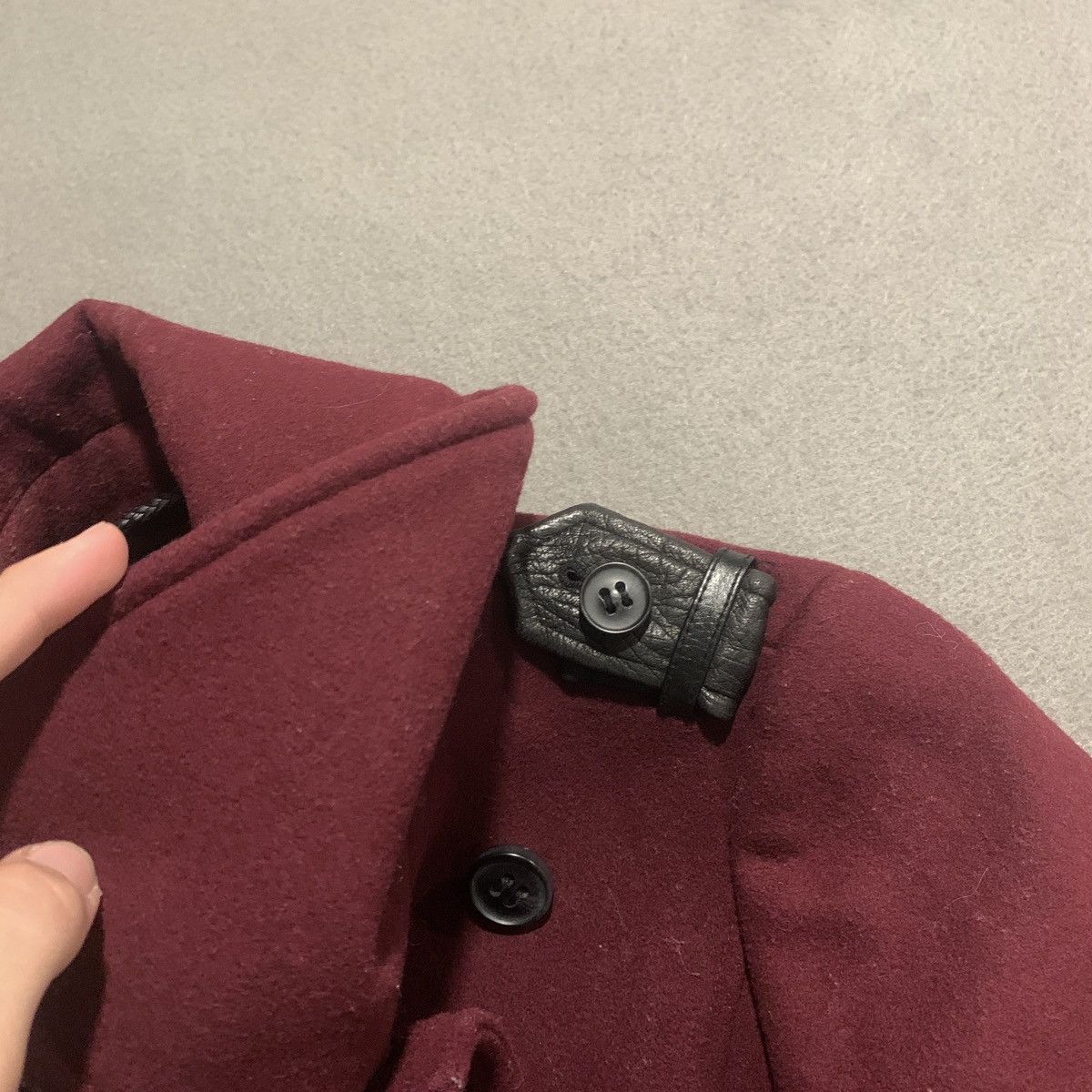 Mackage Mackage Pea Coat Wool Womans Size XS Burgundy Leather Accent Size XS / US 0-2 / IT 36-38 - 4 Thumbnail