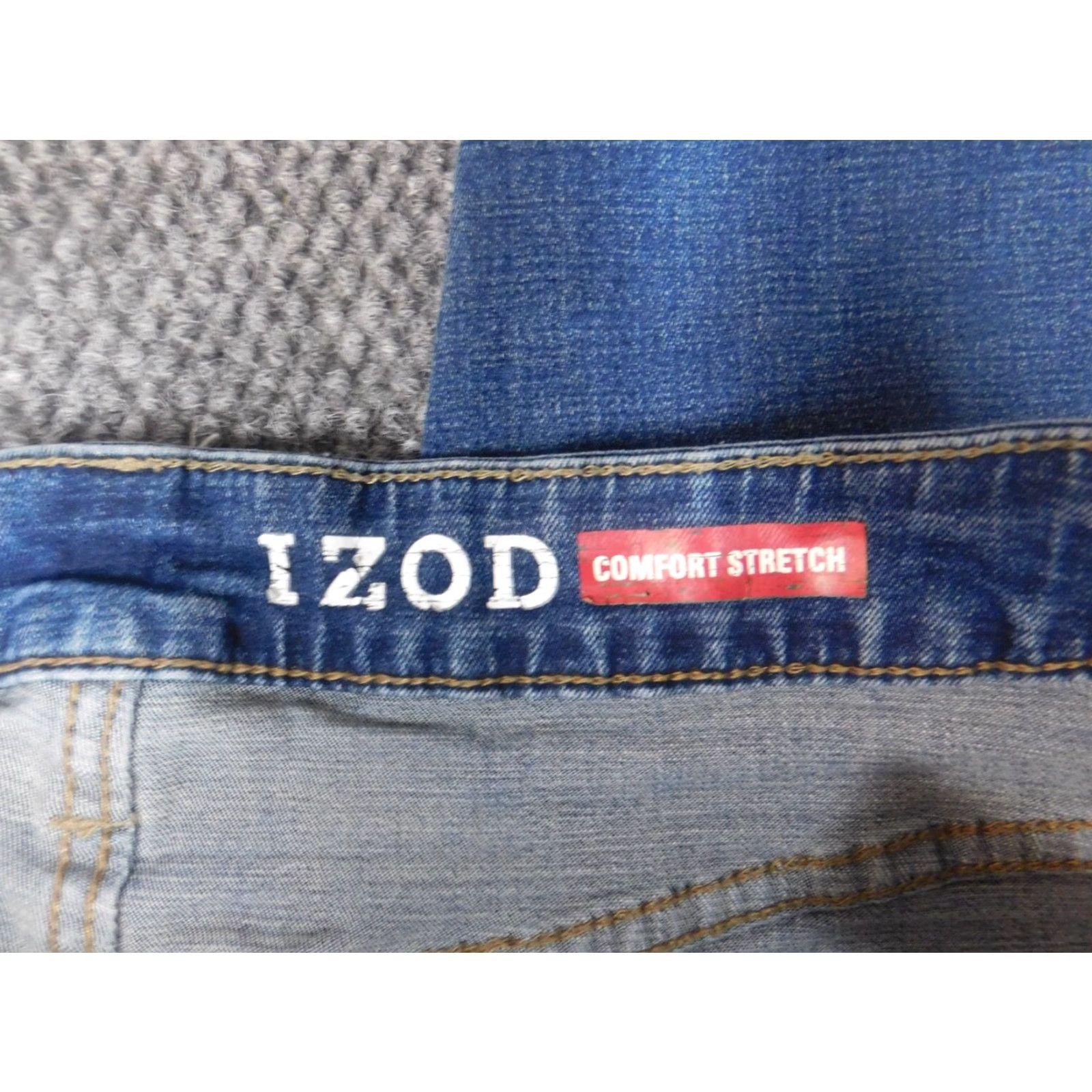 Izod IZOD Jeans, Denim, Blue, Tapered Fit, 37x29, Regular Rise, Button Fly/Zip, Cotton, 37 Waist, 29 Inseam, Mens, Classic, Vintage No Size US 37 - 3 Thumbnail