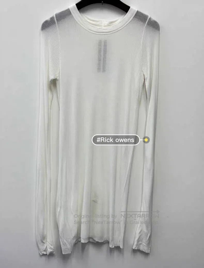 Rick Owens Rick Owens Ladies White Slim Fit Long Sleeve T-Shirt Size S / US 4 / IT 40 - 1 Thumbnail