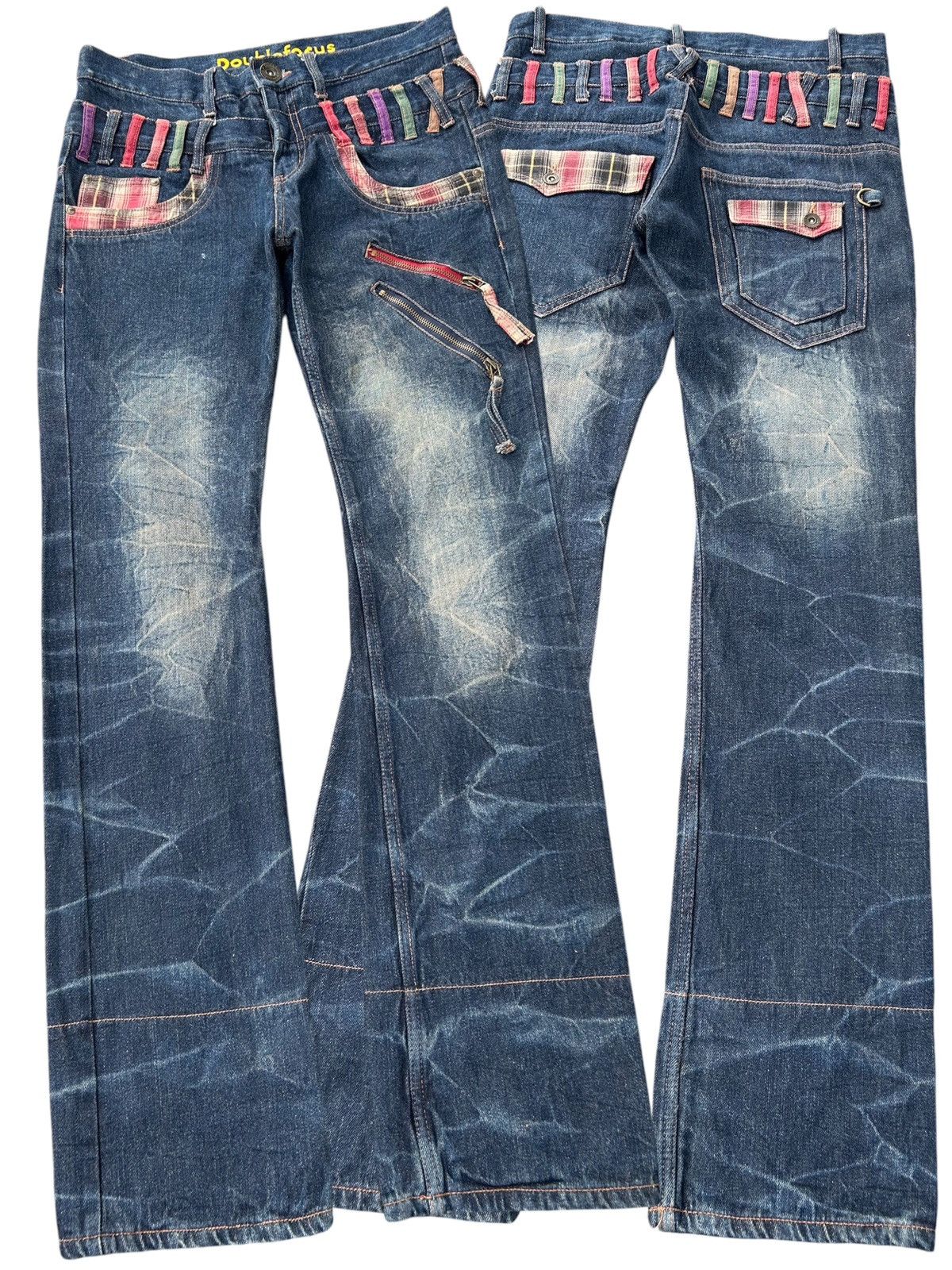 Kapital Flare Double Waist Punk Bondage Japanese Style Denim Jeans Size US 32 / EU 48 - 1 Thumbnail