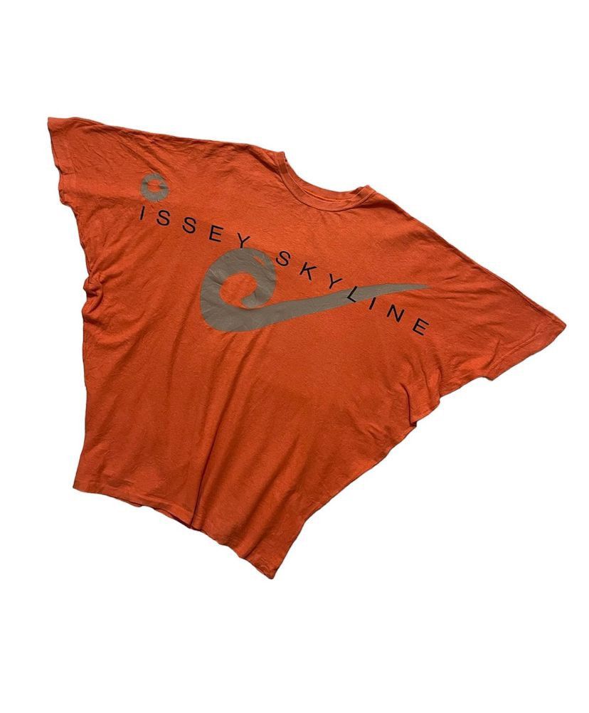 image of Issey Miyake Skyline Batwing Tshirt in Orange, Men's (Size Medium)