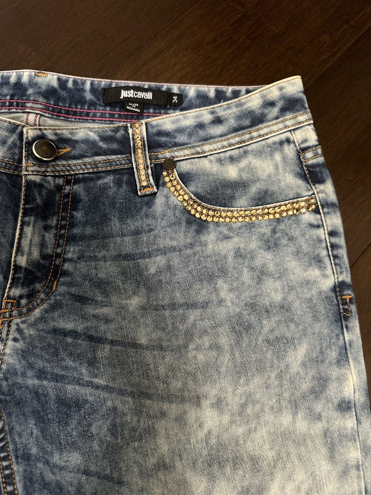 Just Cavalli Just Cavalli Women's Studded Embellished Blue Denim Jeans Size 24" / US 00 / IT 34 - 5 Thumbnail