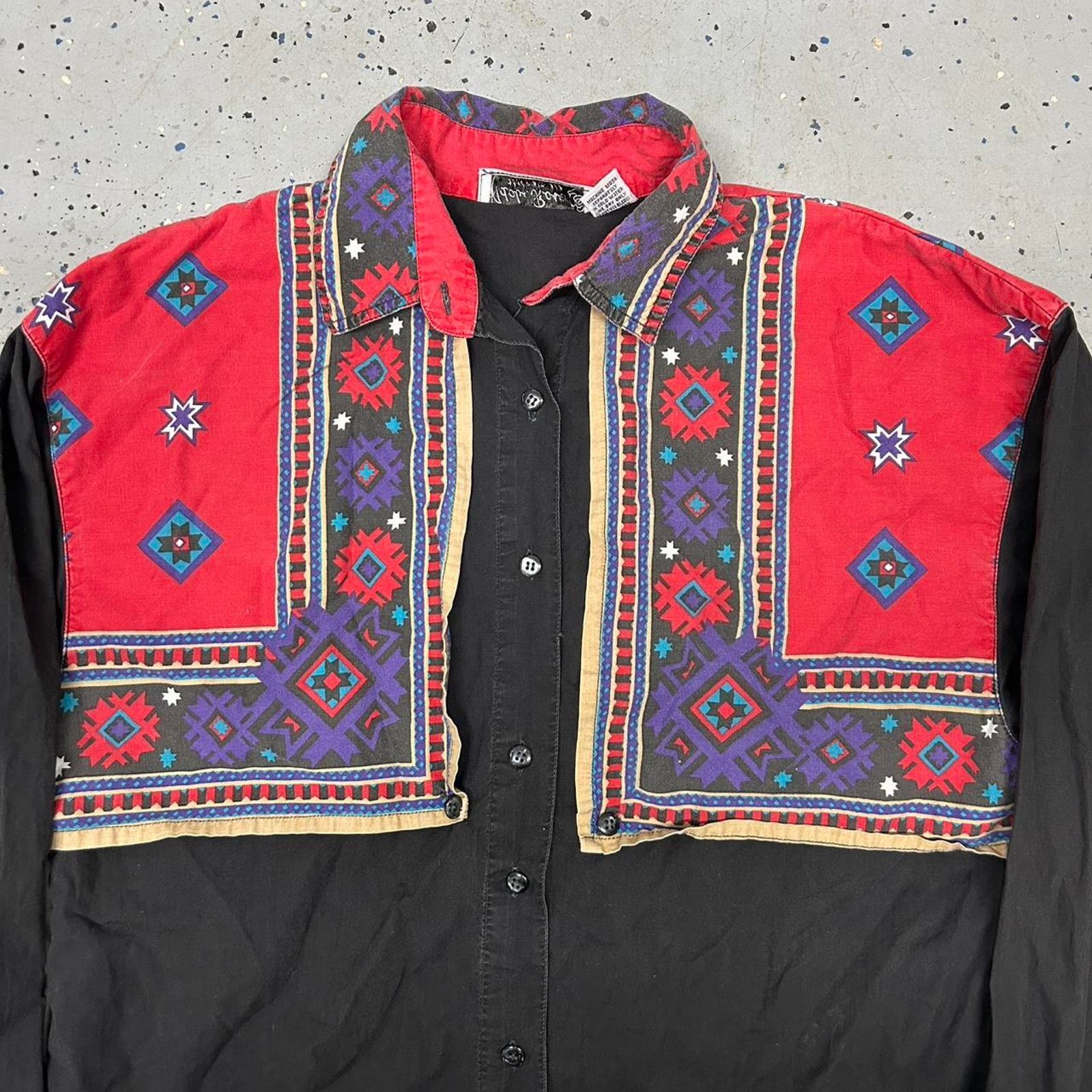 Other VTG 80s/90s Black and red western style button up shirt Size M / US 6-8 / IT 42-44 - 2 Thumbnail