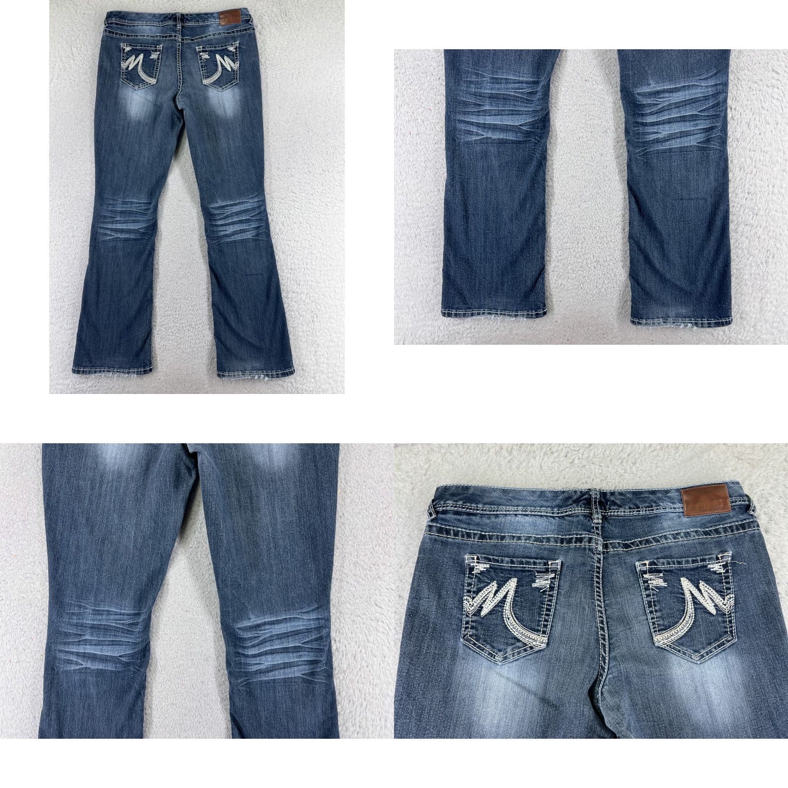 Vintage Maurices Jeans Womens 32x31 Blue Denim Bootcut Embroidered Cotton Blend Regular Inseam 31 5-Pocket Design Vintage No N/A Size 32" / US 10 / IT 46 - 9 Thumbnail