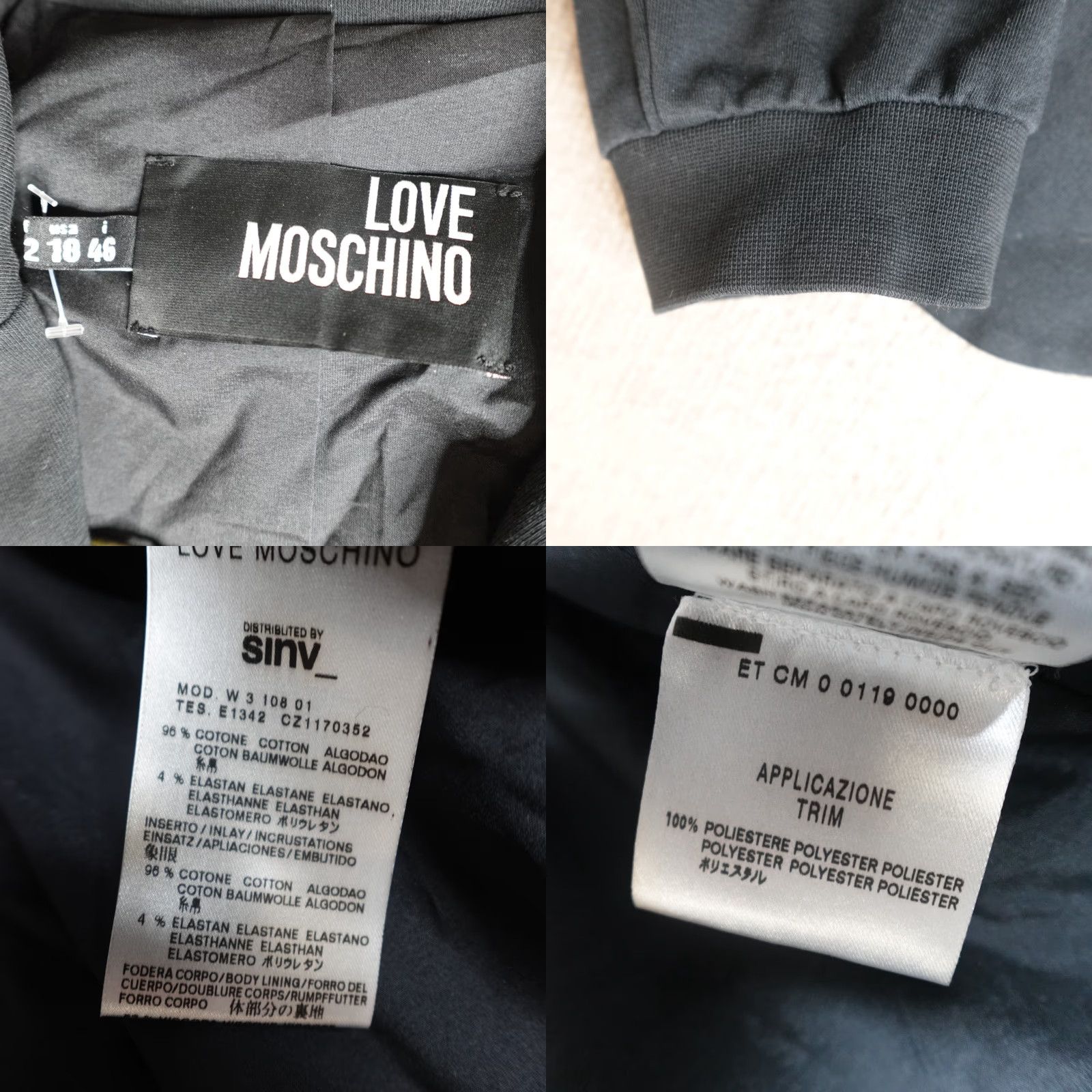 Moschino Love Moschino Womens Blazer 10 Black Bomber Bling Size L / US 10 / IT 46 - 8 Thumbnail