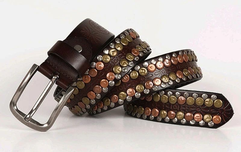 Leather × Vintage Steel Pin Buckle Belt Size ONE SIZE - 2 Thumbnail