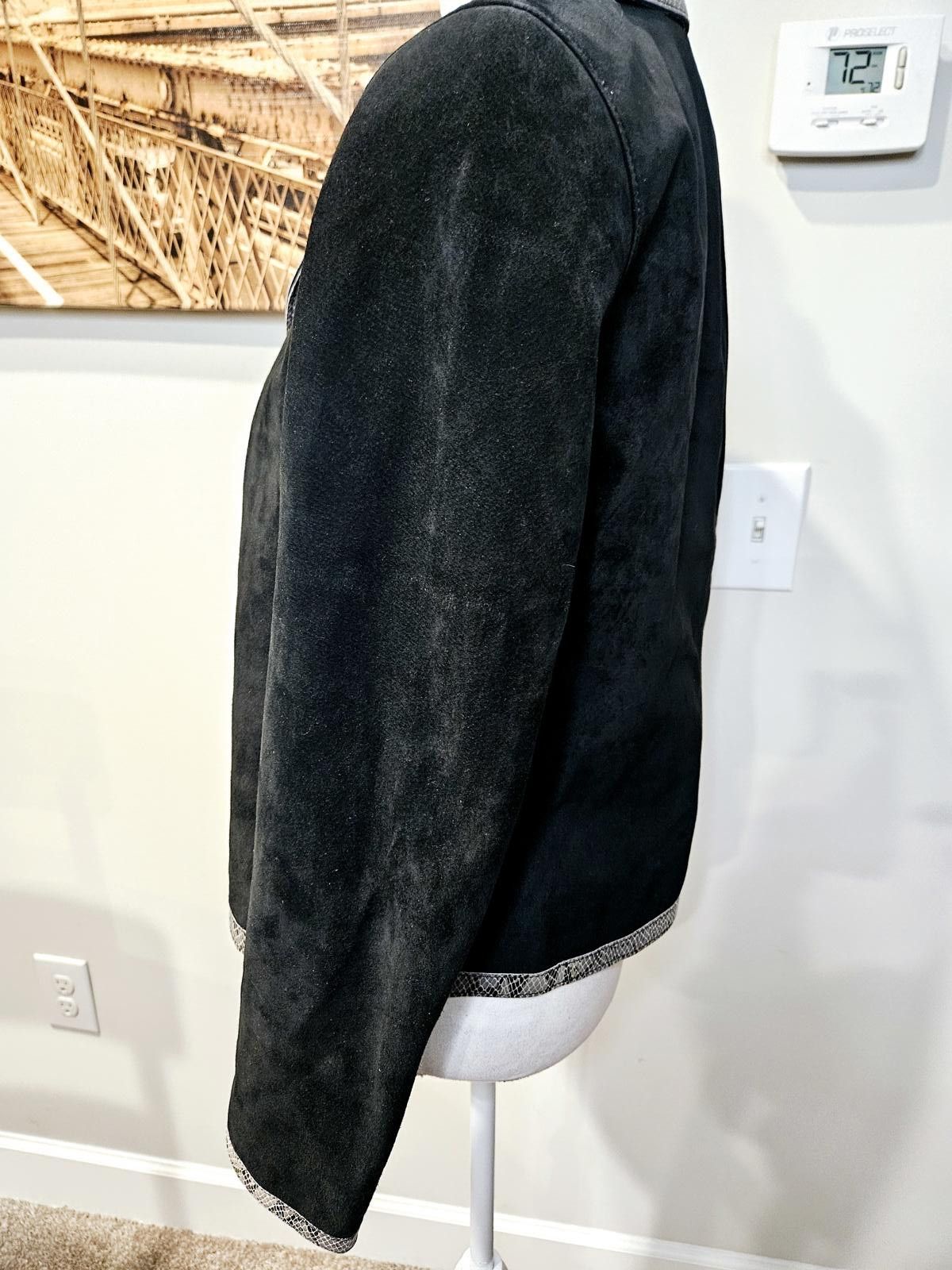 Designer 100% Leather Doncaster Women's Jacket with Snake Trim #349 Size S / US 4 / IT 40 - 2 Thumbnail