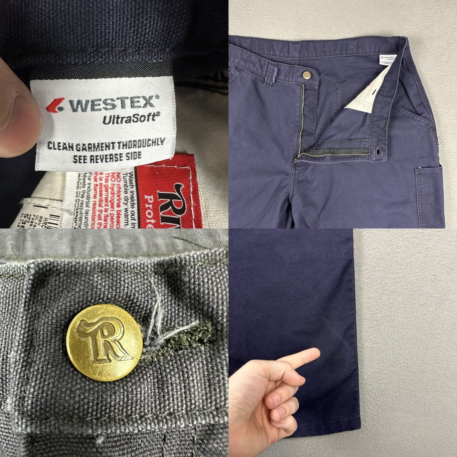 Vintage Riverside Pants Mens 40x29 Blue FR Flame Resistant Carpenter Cotton Blend Pants Mens Size US 40 / EU 56 - 8 Thumbnail