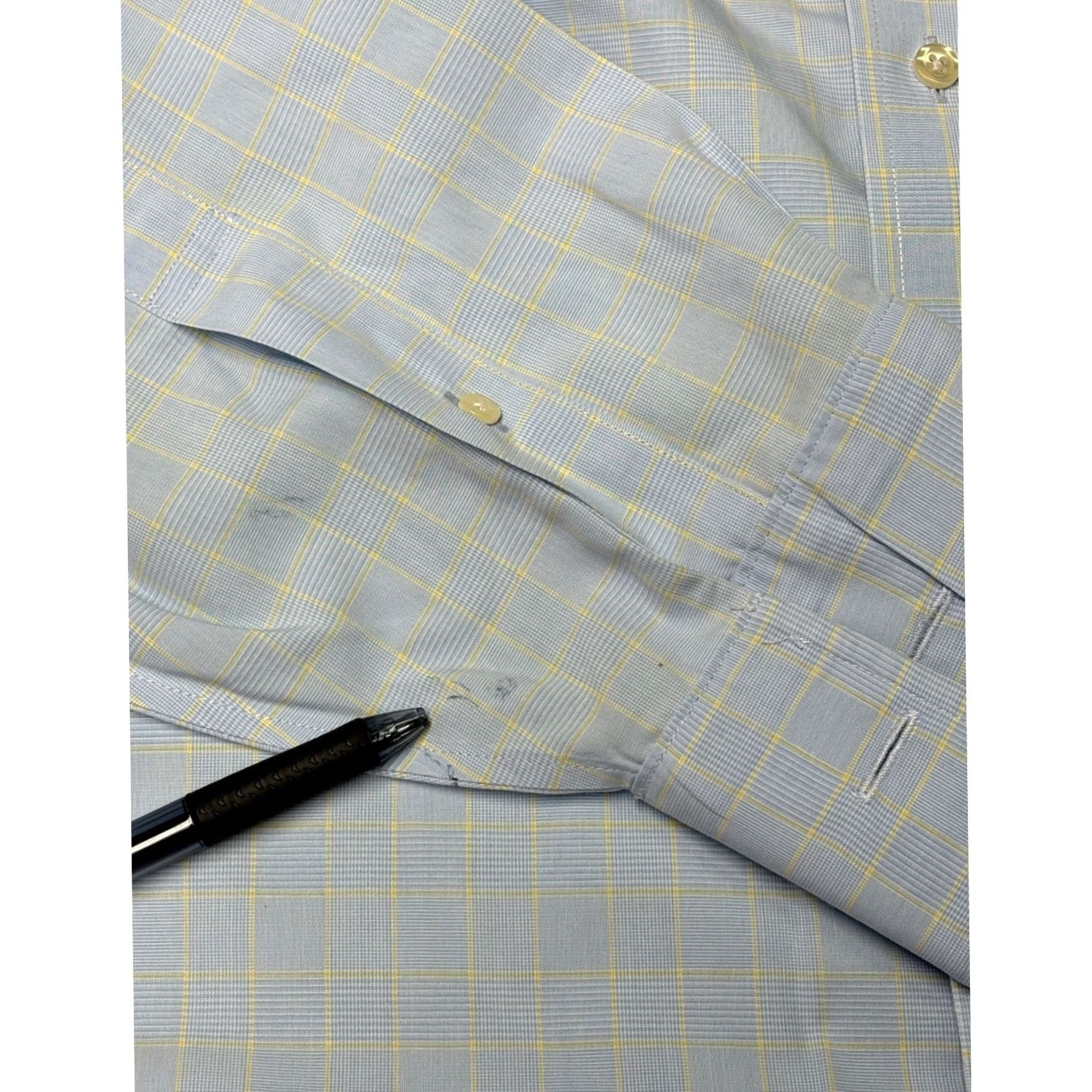 Brooks Brothers Brooks Brothers Dress Shirt Mens Long Sleeve Plaid 100% Cotton Traditional Fit 16-33 Blue Yellow Collar Point Size 42R - 4 Thumbnail