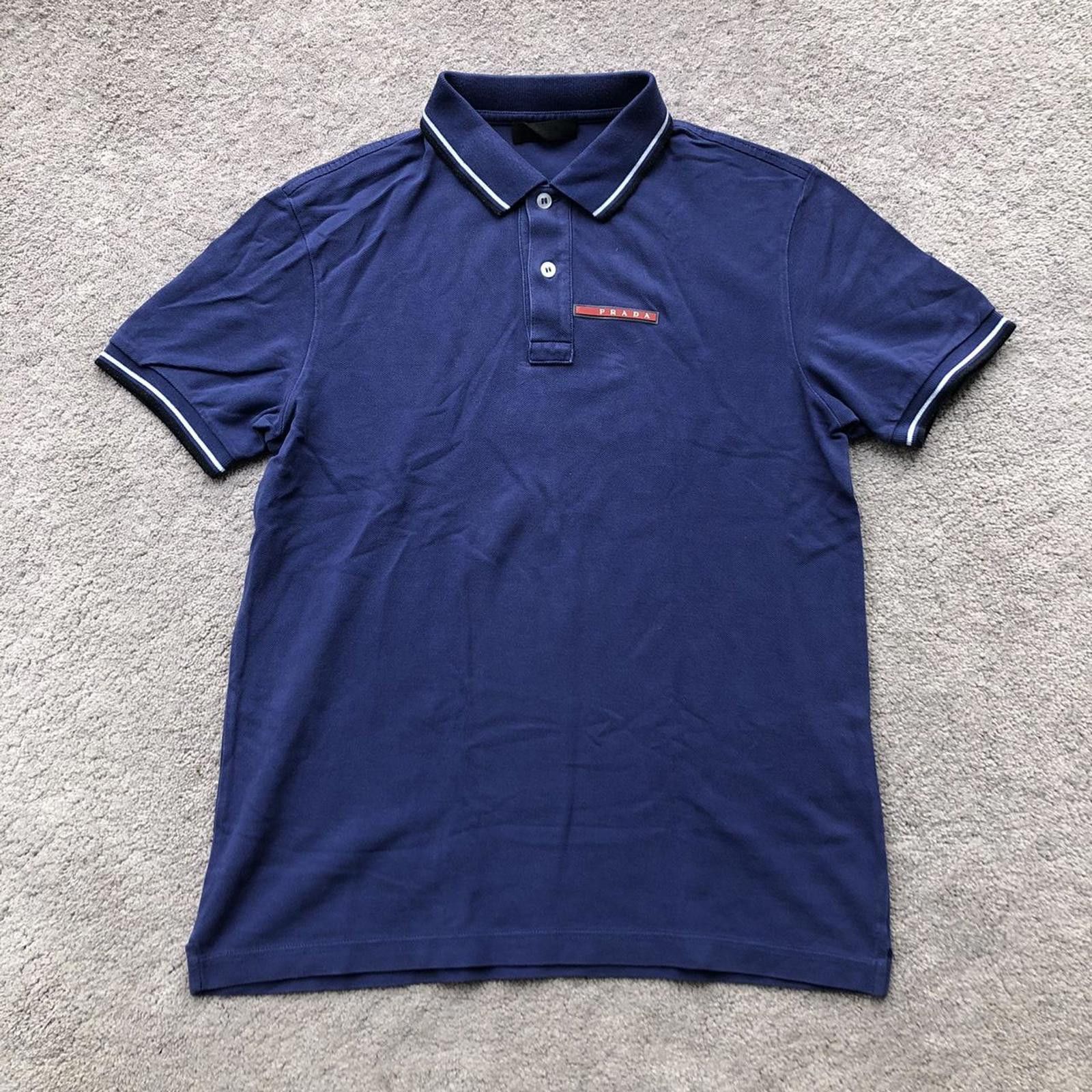Prada Prada Royal Blue Red Tab Polo Shirt Size US M / EU 48-50 / 2 - 1 Thumbnail