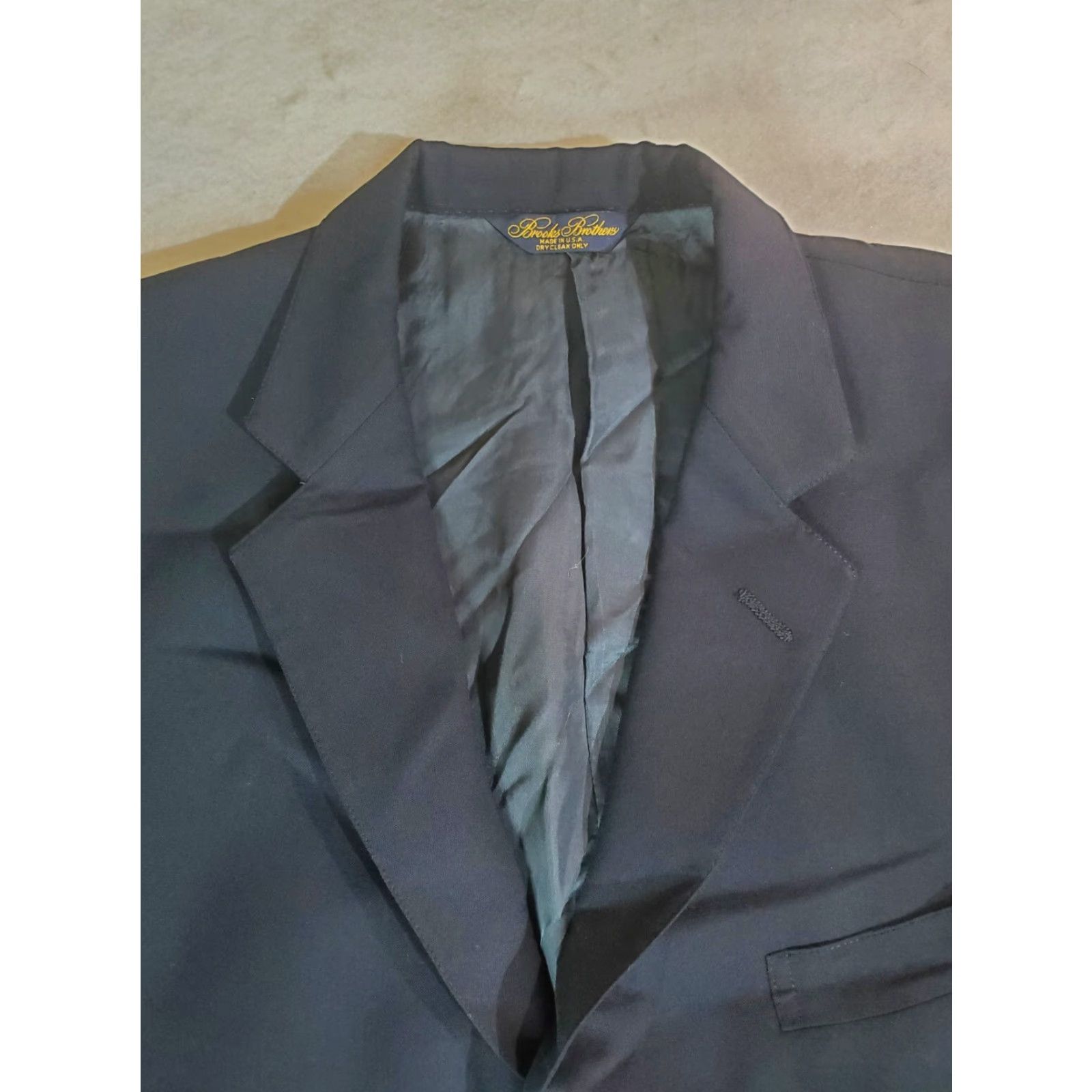 Brooks Brothers VINTAGE Brooks Brothers Signature 3-Button Navy Blue Mens 44L Suit Coat/Jacket 100% Wool Size 44R - 3 Thumbnail