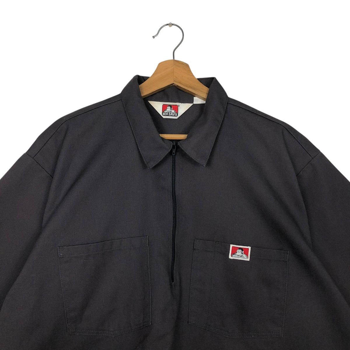 Japanese Brand 🔥HALF ZIPPER COLLAR BOWLING SHIRT BEN DAVIS SMALL LOGO Size US XL / EU 56 / 4 - 8 Thumbnail