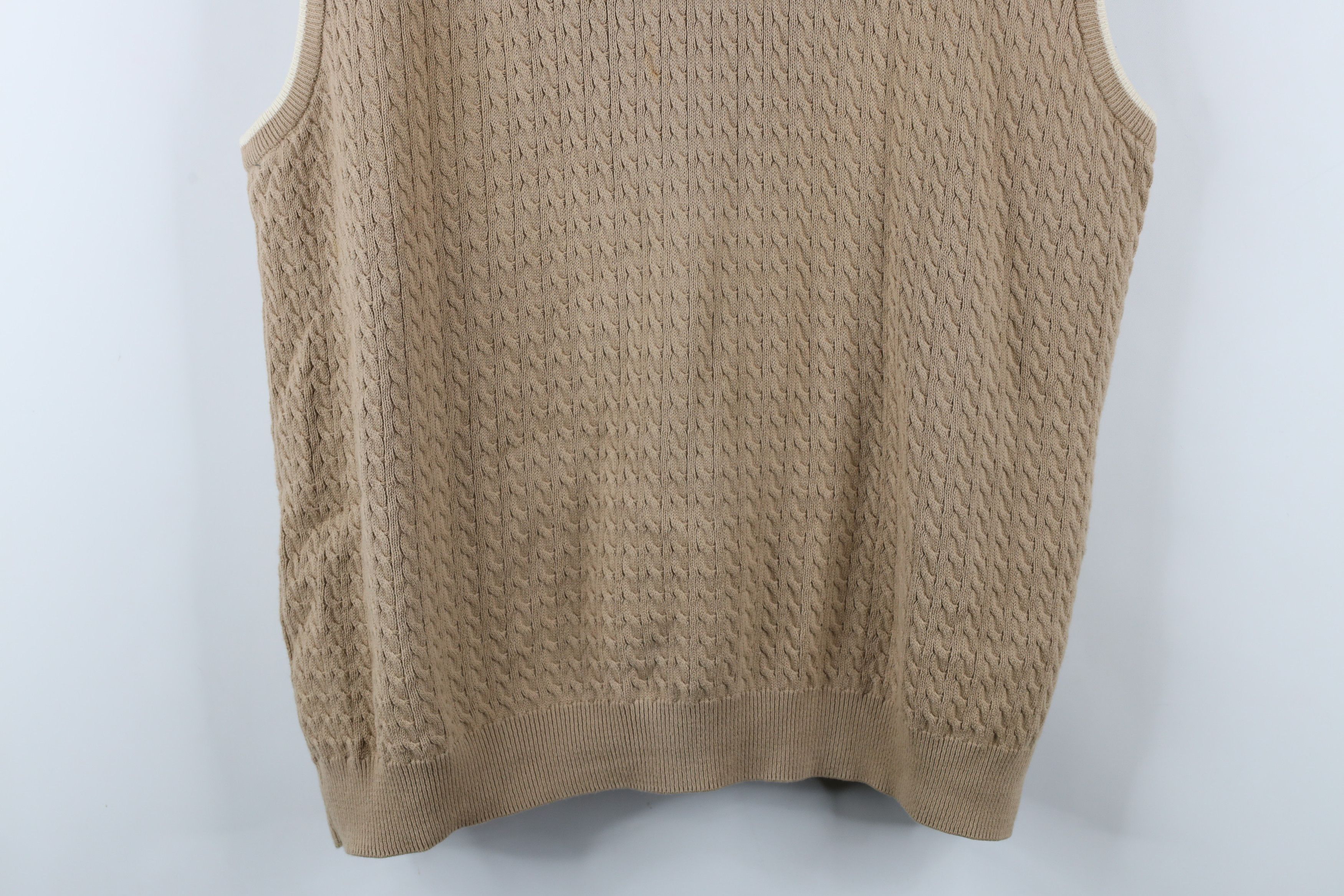 Vintage Vintage 90s Streetwear Cable Knit V-Neck Sweater Vest Beige Size US XL / EU 56 / 4 - 3 Thumbnail