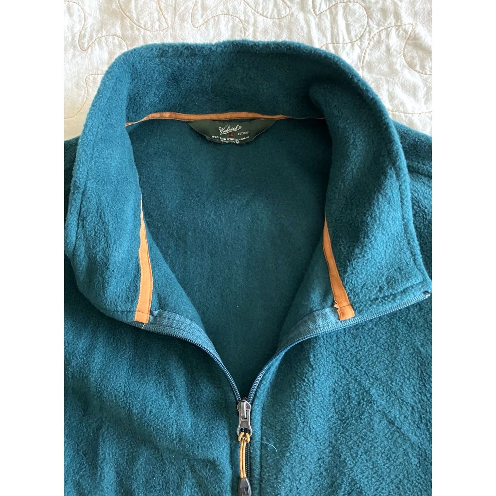 Vintage Woolrich Sweater Mens XL Green Heather Full Zip Mock Neck Pockets Outdoor Casual Knit Polyester Pullover Size US XL / EU 56 / 4 - 2 Thumbnail