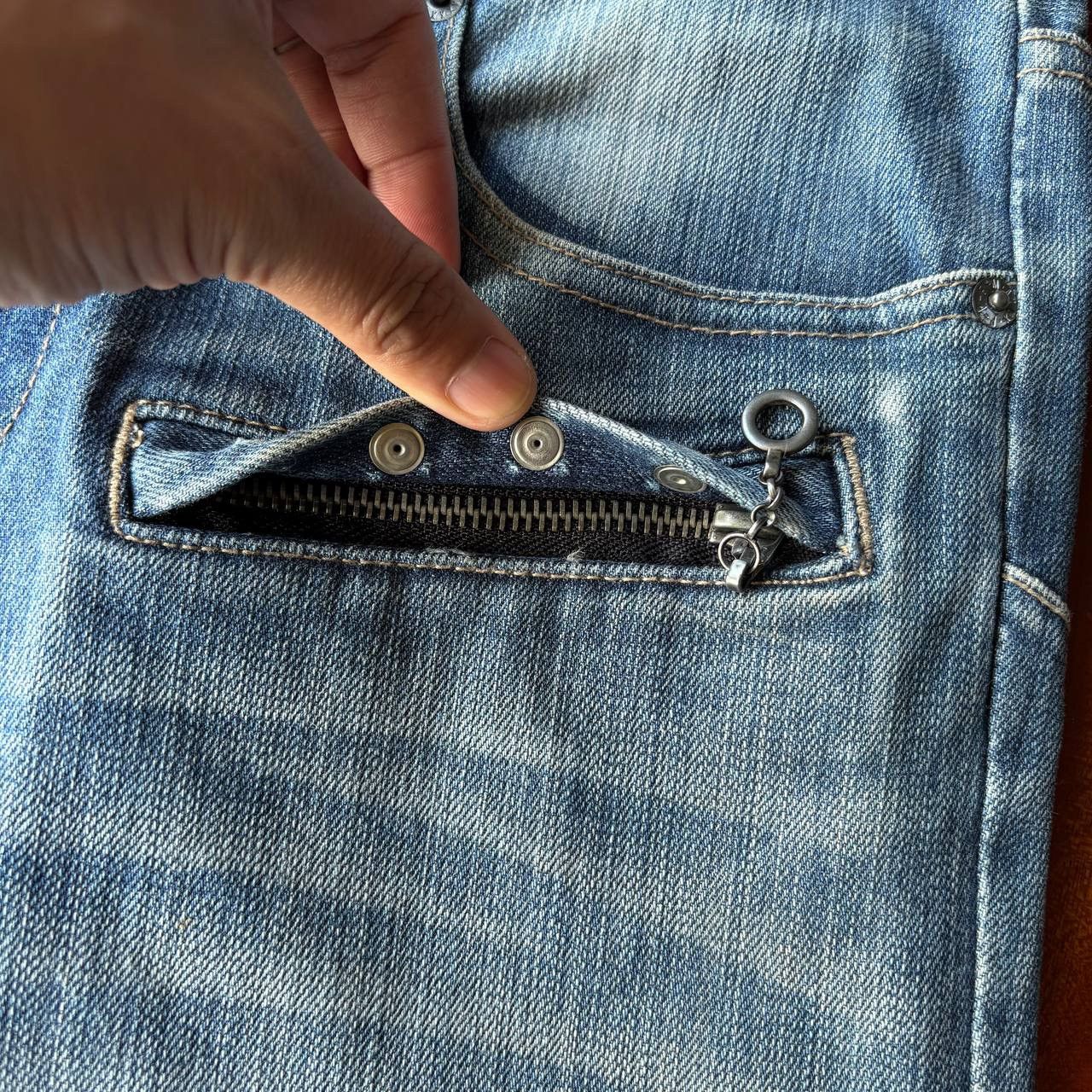 PPFM PPFM Biker Multipocket Zipper Stud Blue Jeans Pants Size US 31 - 8 Thumbnail