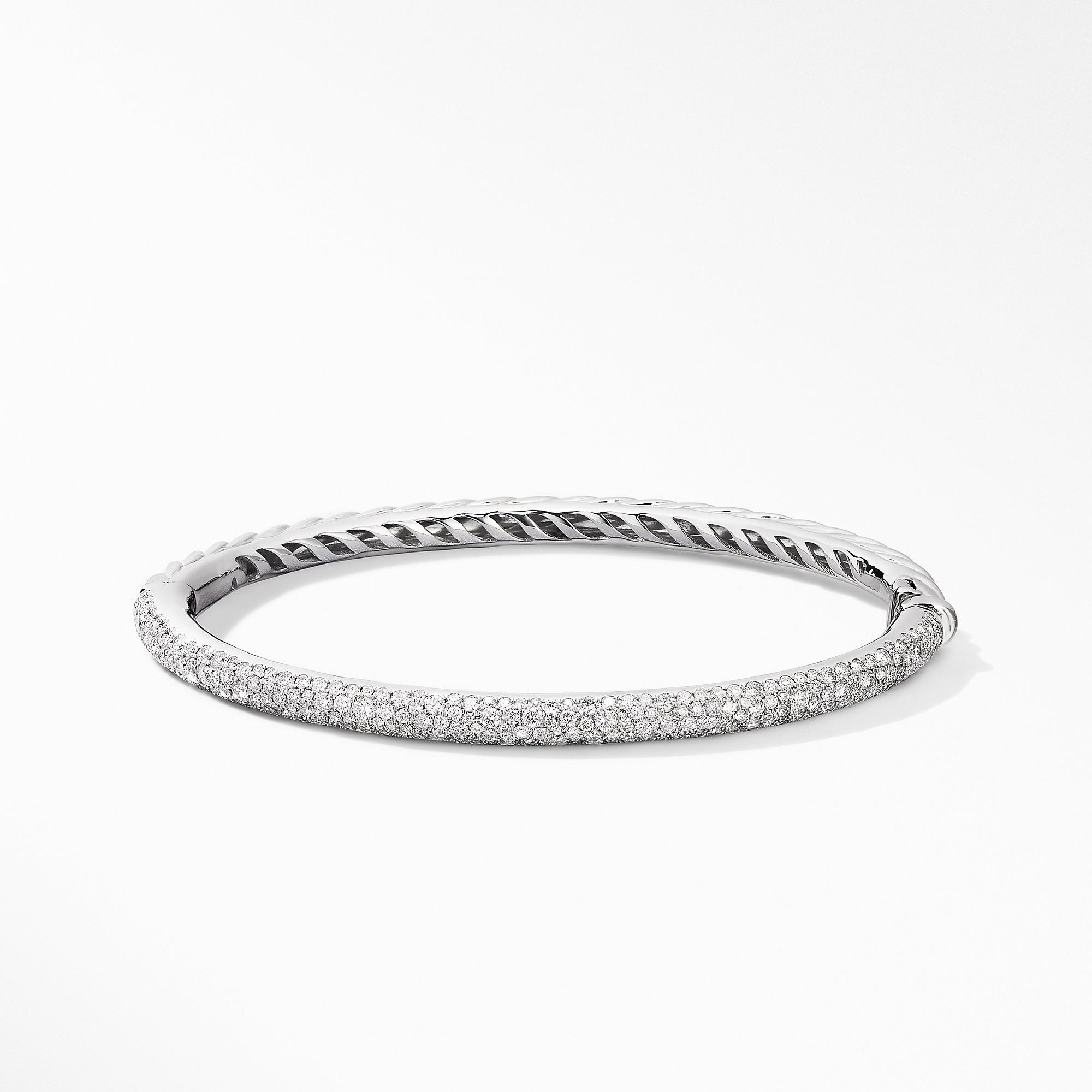 David Yurman oc11z1025 B14632D Cable Bangle Bracelet in 18K in Silver Size ONE SIZE - 1 Thumbnail