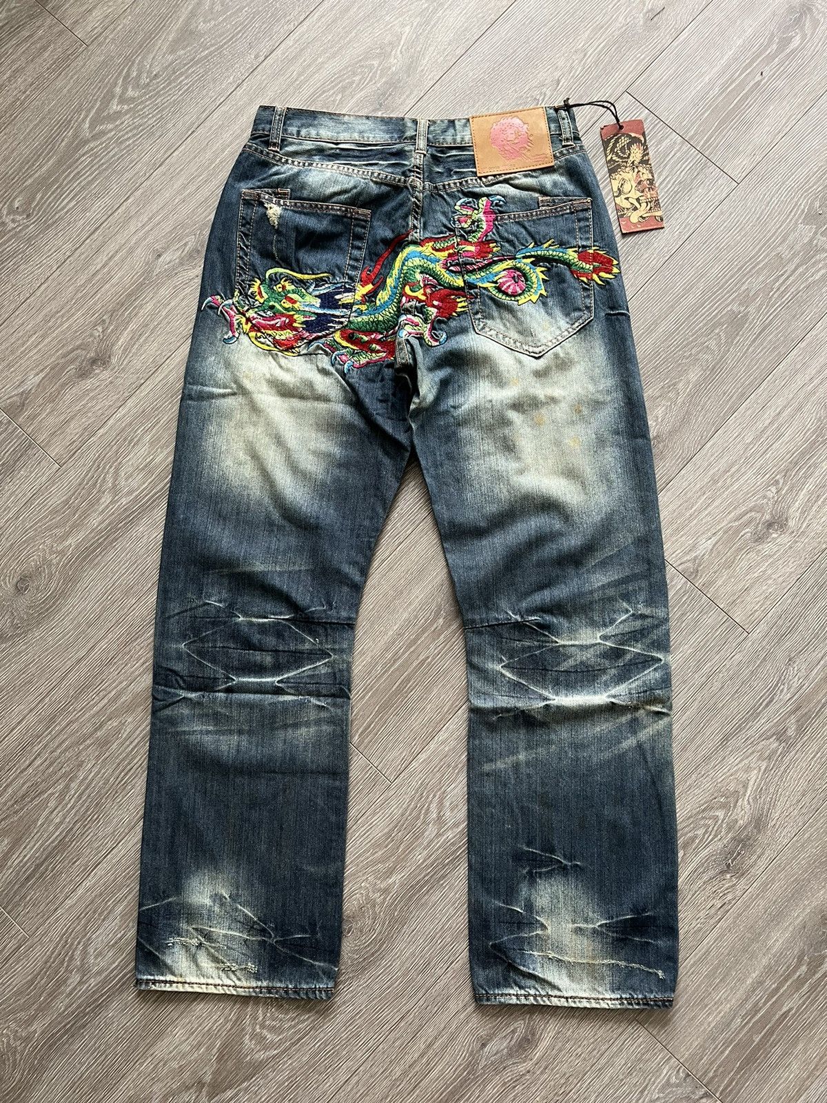 image of Ed Hardy Jeans By Christian Audigier Pants Dragon in Denim, Men's (Size 32)