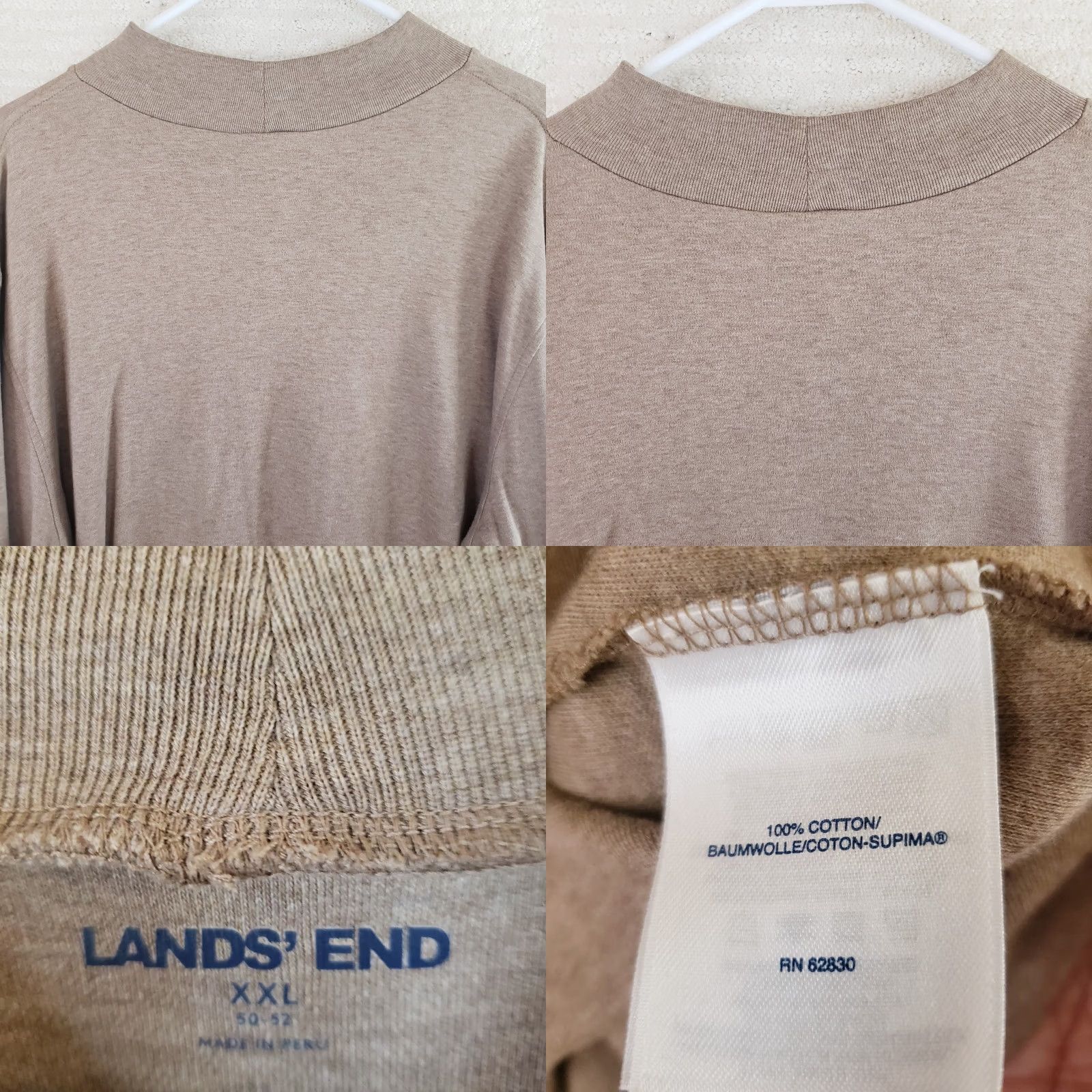 Lands' End Lands' End Men's XXL Light Brown Pullover Mock Neck Cotton Sweater Knit Long Sleeve Fas... Size US XXL / EU 58 / 5 - 8 Thumbnail