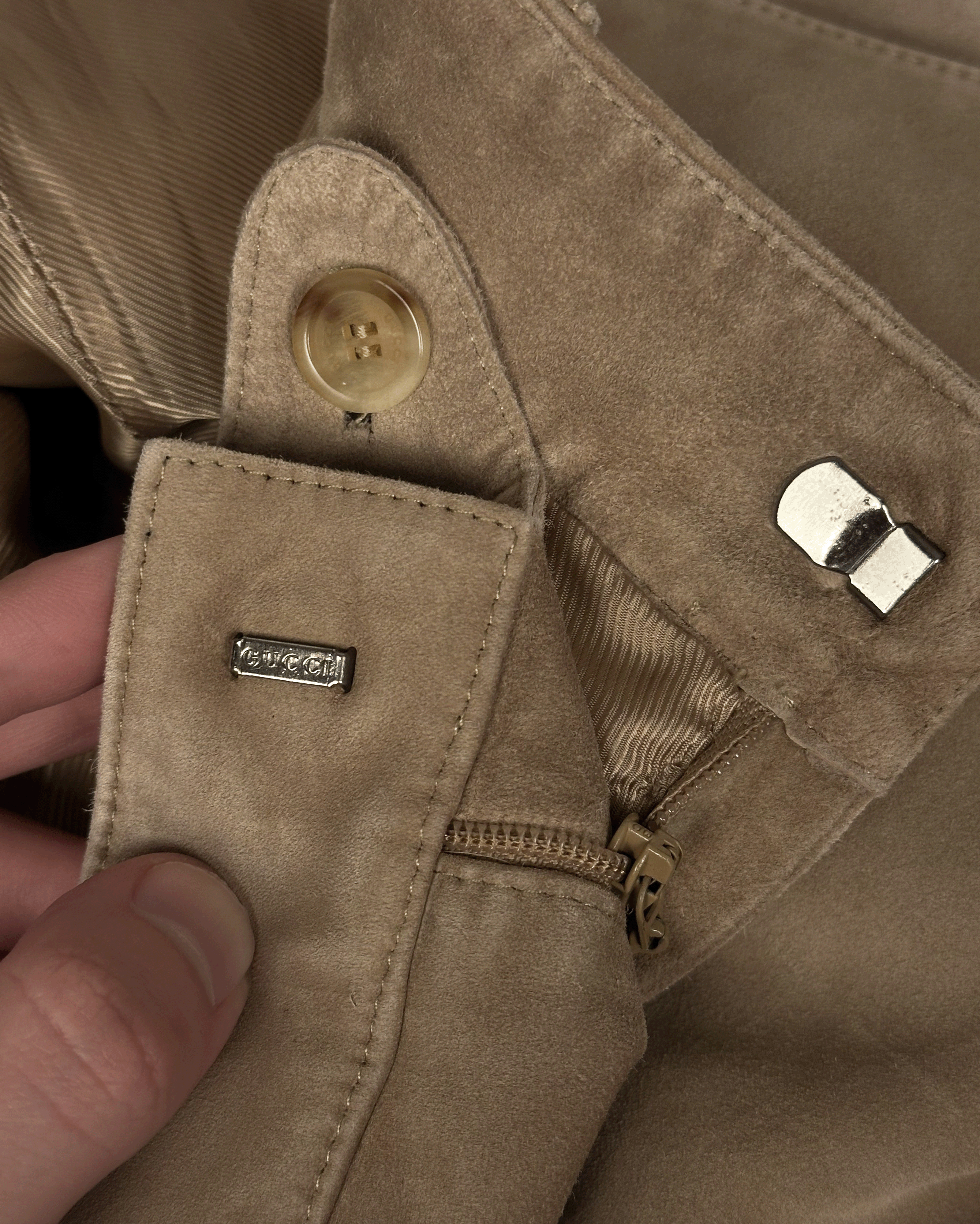 Gucci Gucci Tom Ford Beige Leather Flared Pants Size US 28 / EU 44 - 9 Thumbnail