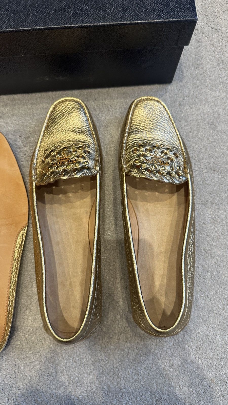 Prada Gold Leather Prada Loafers Size US 10 / IT 40 - 5 Thumbnail