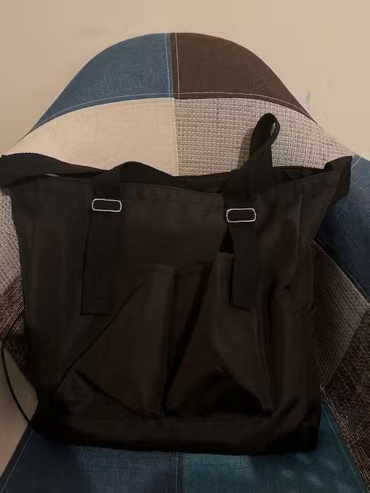Japanese Brand Black Color Simple Fashion Nylon Tote Bag Size ONE SIZE - 6 Thumbnail