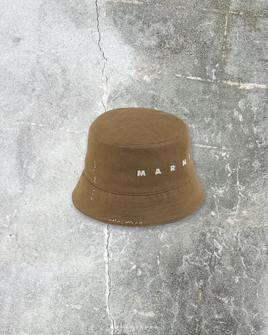 image of Brown Bucket Hat With Marni Mending, Men's