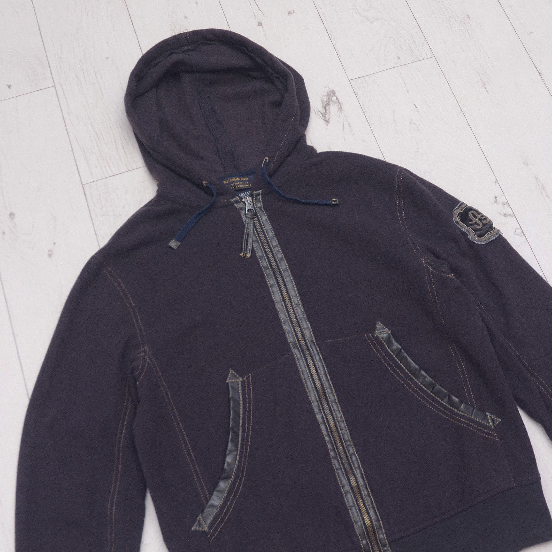 Armani × Vintage Armani Jeans AJ ANNI Size M Brown Hoodie Vintage Y2K Wool Size US M / EU 48-50 / 2 - 2 Thumbnail