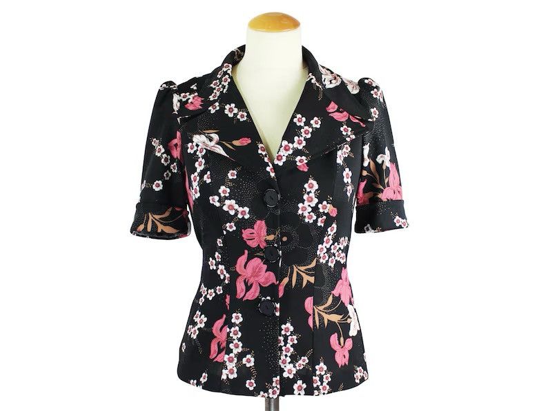 H&M Vintage 70s Floral Blouse, Swedish Design, UK Made, Small Size XS / US 0-2 / IT 36-38 - 1 Thumbnail