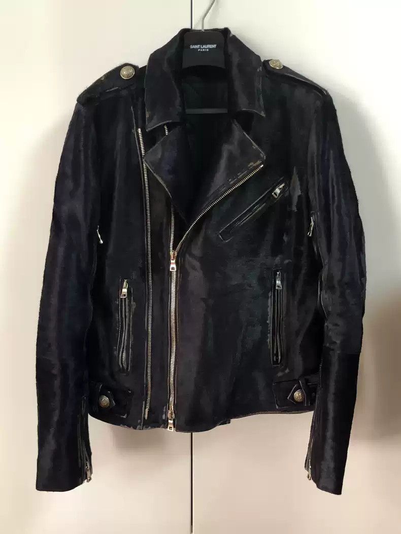 Balmain Balmain Make old motorcycle leather clothes with horse hair ...