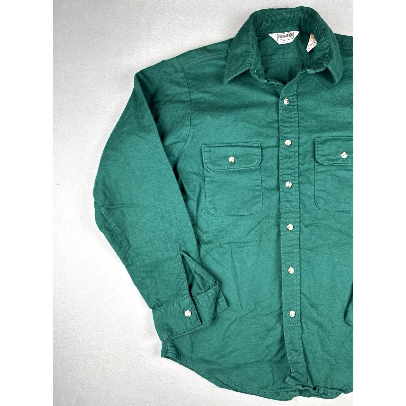 Vintage VINTAGE Five Brother Shirt Green M 80s USA Union Workwear Size US M / EU 48-50 / 2 - 2 Thumbnail