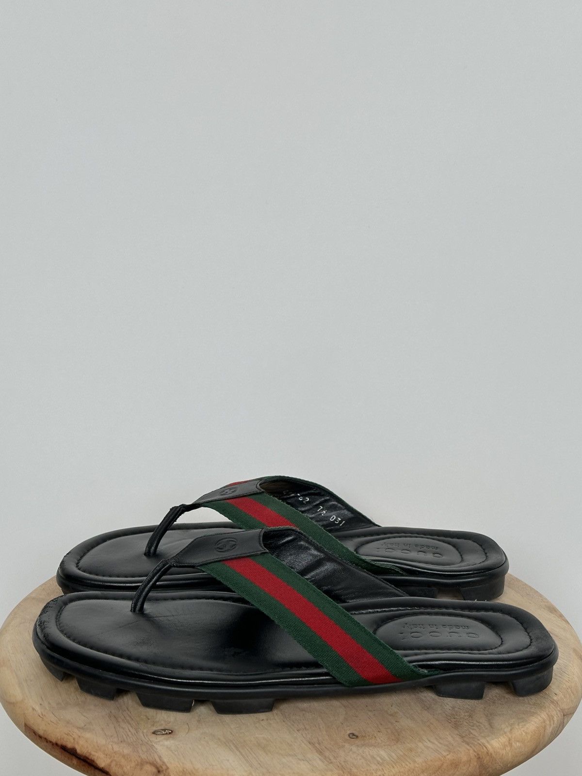Gucci Gucci Black Leather Web Trimm Stripe Sandals interlocking Size US 10 / IT 40 - 2 Thumbnail