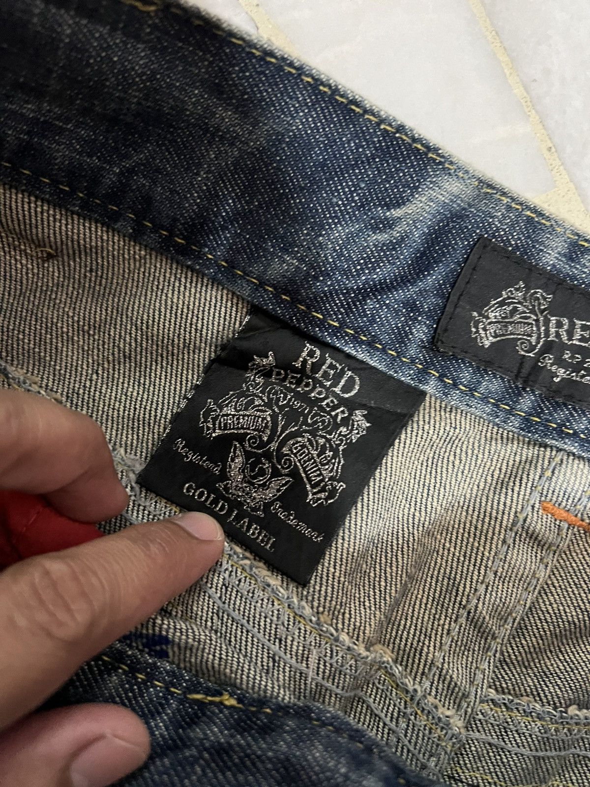 If Six Was Nine × Japanese Brand FLARE 90’s RED PEPPER CLAW DISTRESS JEAN Size US 35 - 19 Thumbnail