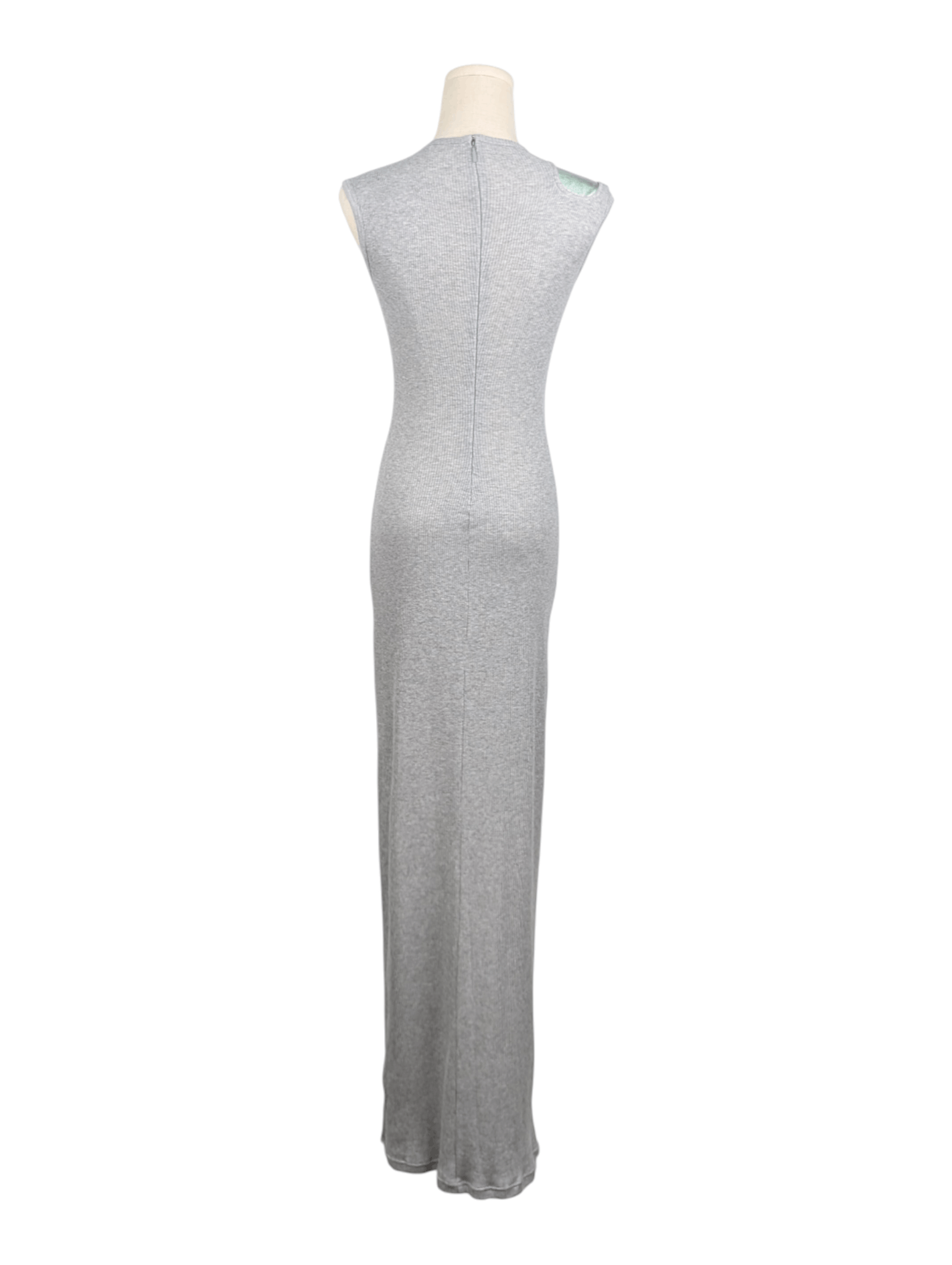 Loewe Loewe Grey With Silver Leather Panel Cotton Long Dress Size XXS / US 00 / IT 34 - 2 Thumbnail