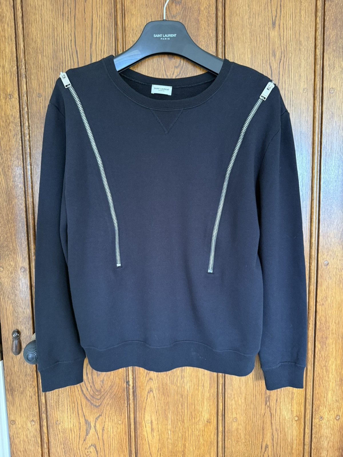 Saint Laurent Paris FW13 Saint Laurent zip crew neck sweater Hedi Slimane grail Size US L / EU 52-54 / 3 - 1 Thumbnail