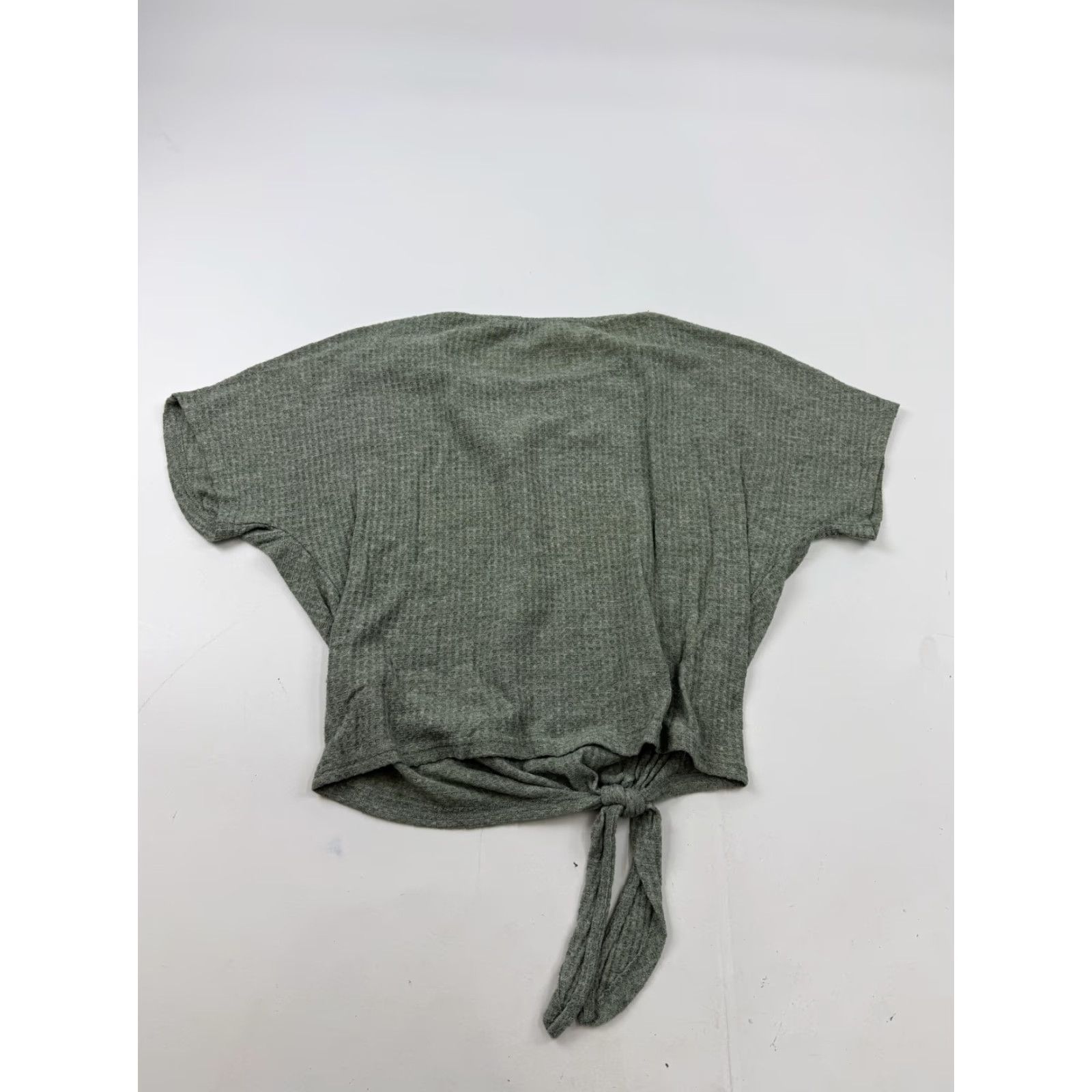 George George Shirt Womens Small Green Waffle Knit Short Sleeve Tie Front Top Size S / US 4 / IT 40 - 7 Thumbnail