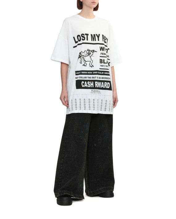 Maison Margiela oc11z0825 Graphic-Print Oversized T-Shirt in White Size L / US 10 / IT 46 - 2 Thumbnail