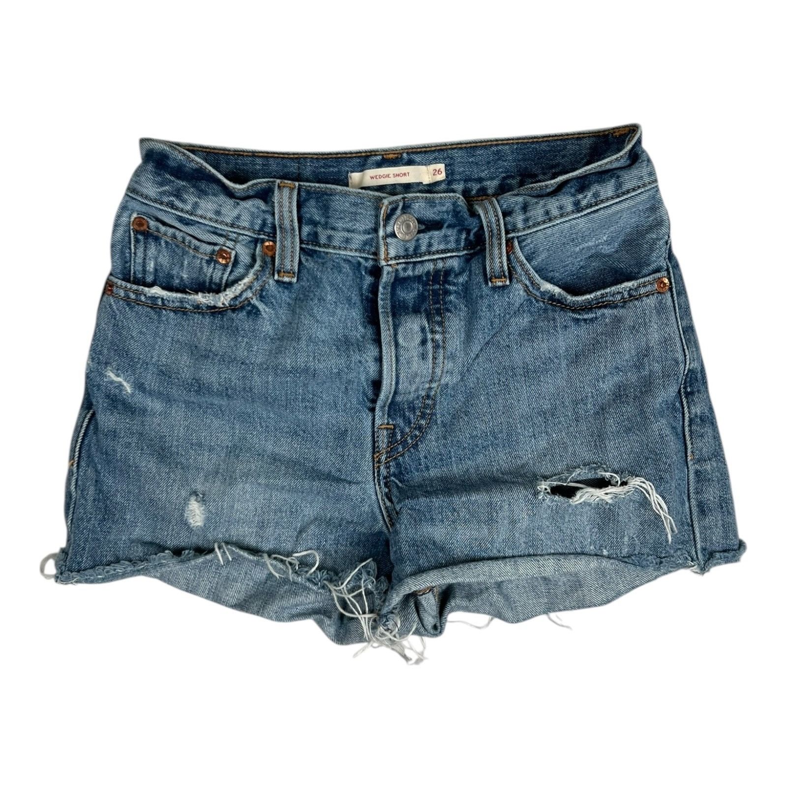 Levi's Levi’s Wedgie Denim Jean Shorts Size 26 Blue Daisy Dukes Dis Size 26" / US 2 / IT 38 - 1 Thumbnail