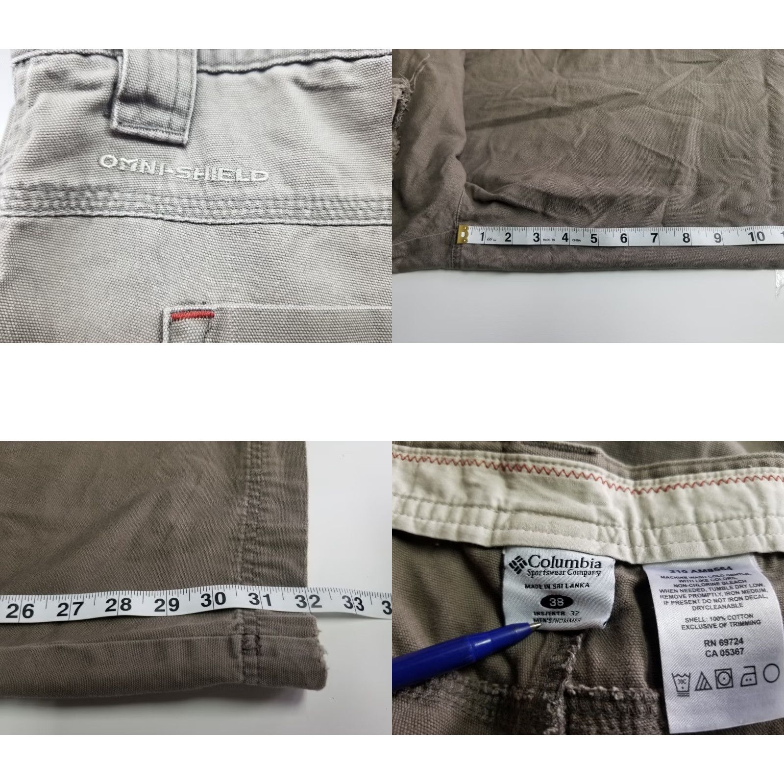Vintage Columbia Pants Mens Regular Khaki 38x32 Canvas Omni-Shield Outdoor Pockets Straight Modern? Size US 38 / EU 54 - 8 Thumbnail