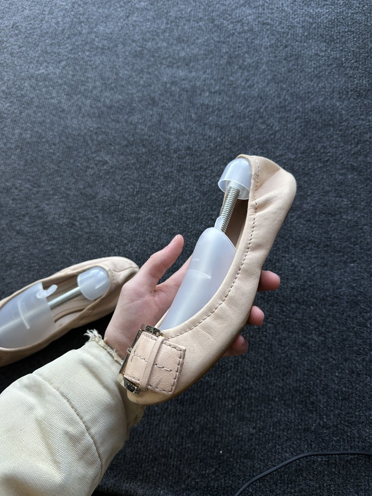Dior GRAIL🚨 DIOR CHRISTIAN BEIGE Leather Ballet Flats luxury Size US 6.5 / IT 36.5 - 8 Thumbnail