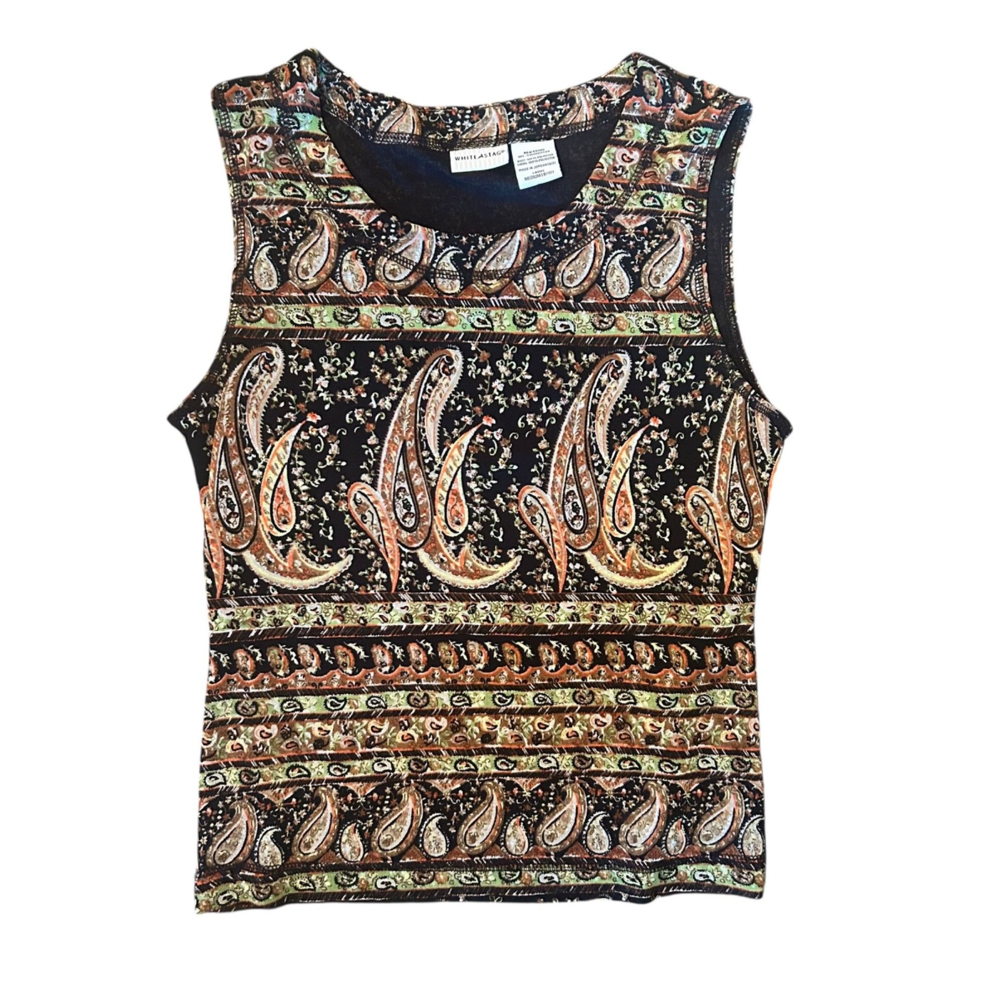 Other Vintage Retro White Stag Paisley Sleeveless Top M Size M / US 6-8 / IT 42-44 - 1 Thumbnail