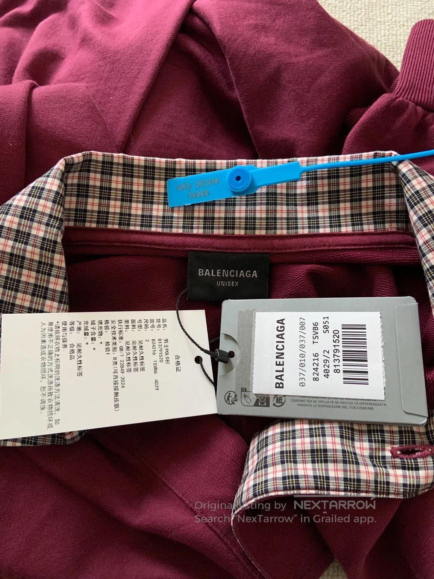 Balenciaga Balenciaga Men's Solid Plaid Collar Long-Sleeve Polo. Size US M / EU 48-50 / 2 - 5 Thumbnail