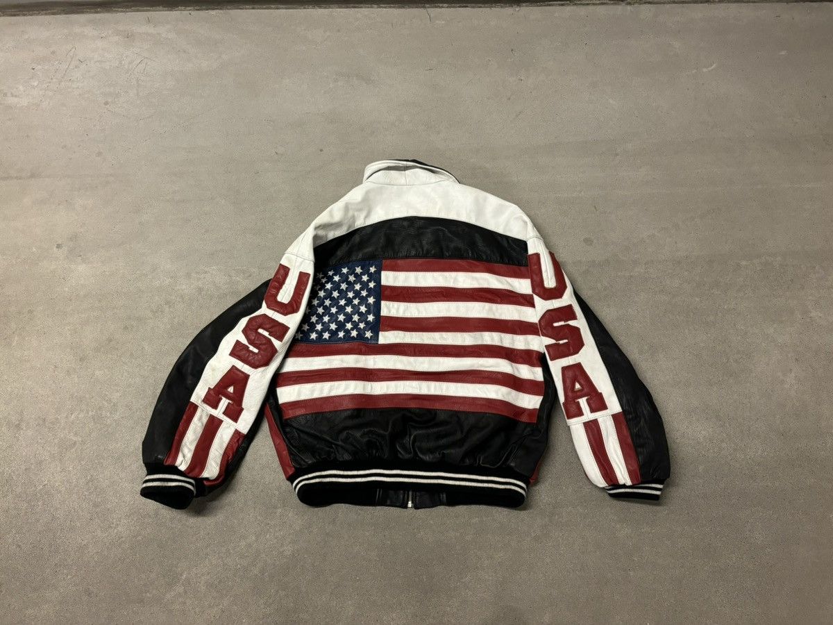 image of Vintage American Flag Usa Leather Jacket Valentino in Black, Men's (Size XL)