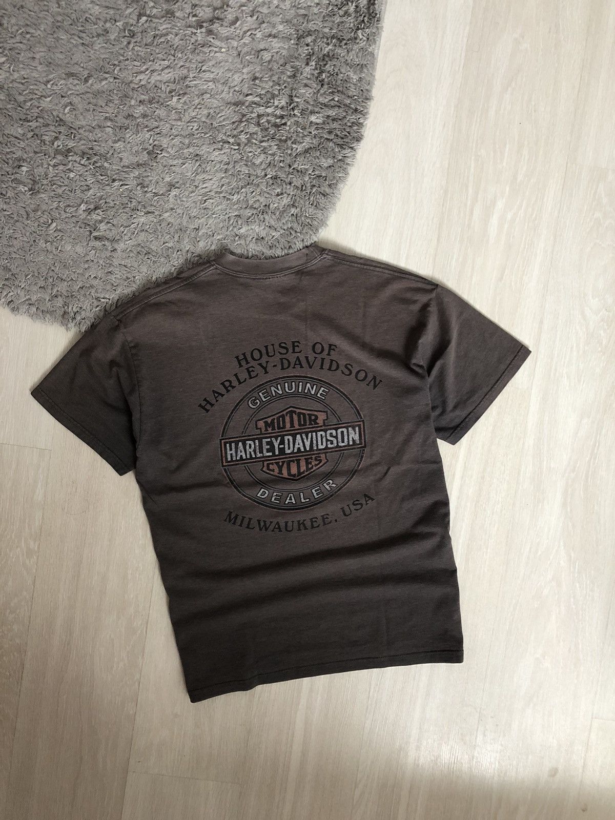 Harley Davidson × Vintage Vintage Harley Davidson Milwaukee USA Faded T Shirt Size US L / EU 52-54 / 3 - 3 Thumbnail