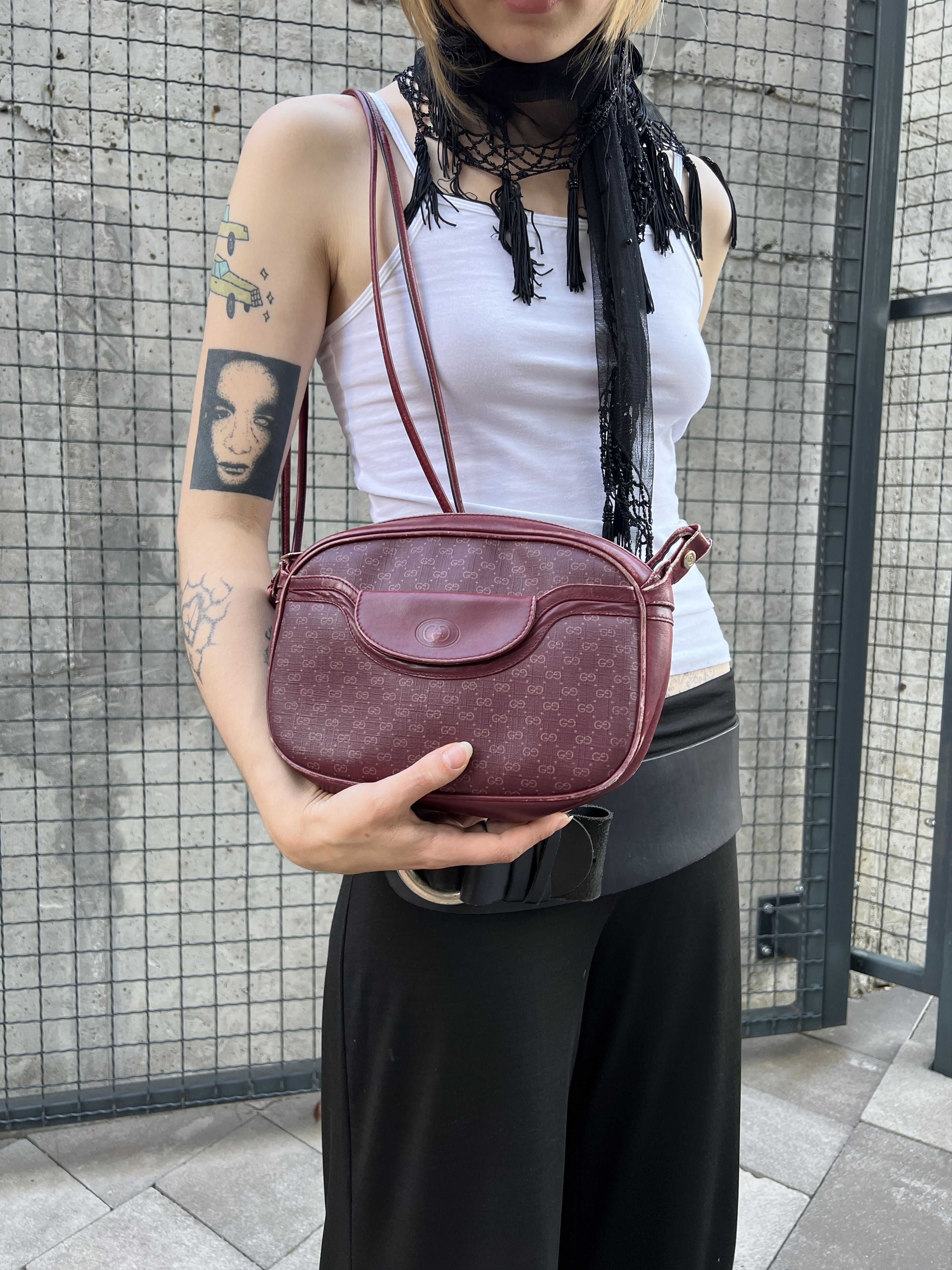 Gucci Vintage 90's Monogram Shoulder Bag in Red, Women's