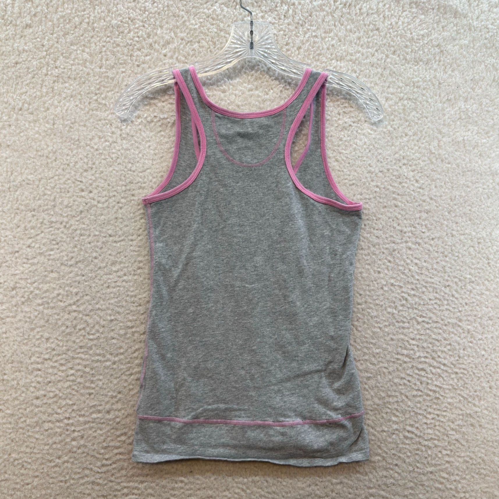 Vintage VINTAGE Y2K/ Social Butterfly Camsiole Pajama Tank Top Medium Grey Pink Henley Shirt Girls Size M / US 6-8 / IT 42-44 - 2 Thumbnail