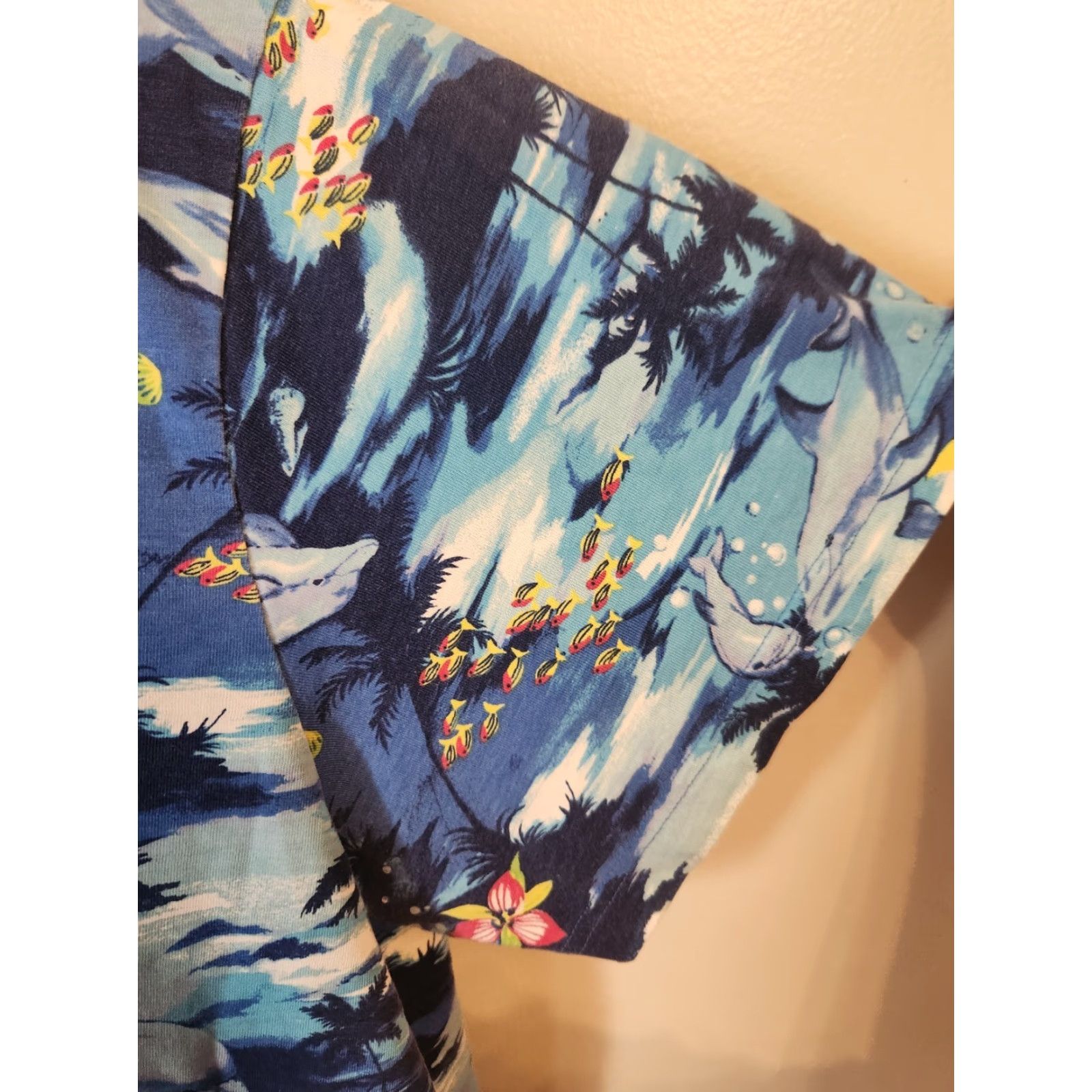 Vintage VINTAGE Fashion Bug Shirt 4X Blue Dolphin Floral Palm Tree Beachy 90s Casual Womens Womens Size XXL / US 16-18 / IT 52-54 - 4 Thumbnail