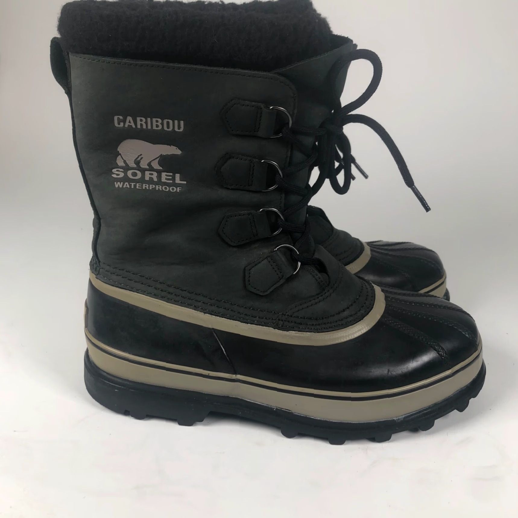 SOREL Sorel Caribou Boots Mens Size 10 US 44 Green Leather Black Rubber Waterproof Insulated Wool Lining Mid-Calf Snow Boot Size US 10 / EU 43 - 5 Thumbnail